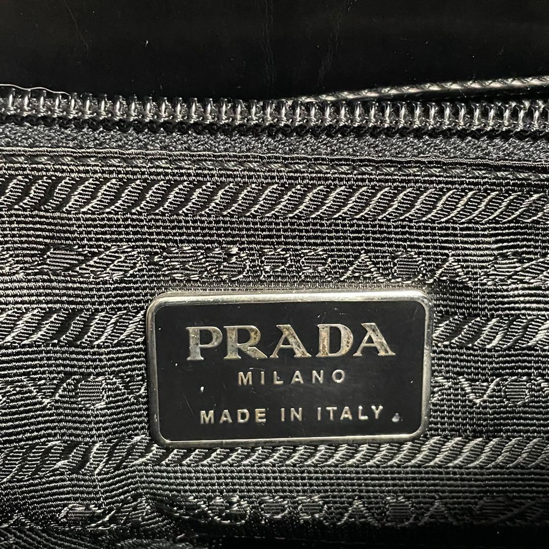 良品 プラダ ナイロン×レザー ワンショルダー バッグ フラップ ブラック.