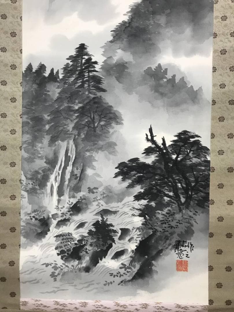 【真作】佐藤耕寛/山水図/掛軸/名家伝来/AC-459