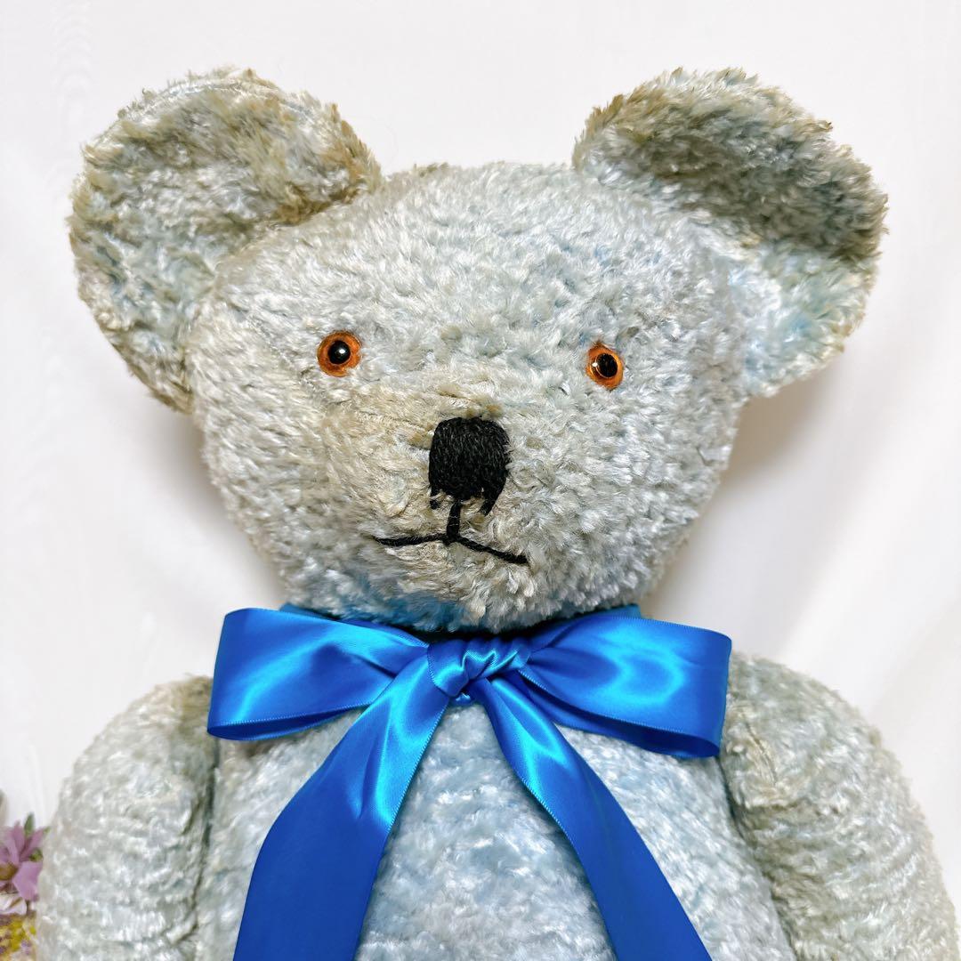 ✨レア✨❤️特大❤️ブルーのアンティークベア　イギリスアンティークテディベア