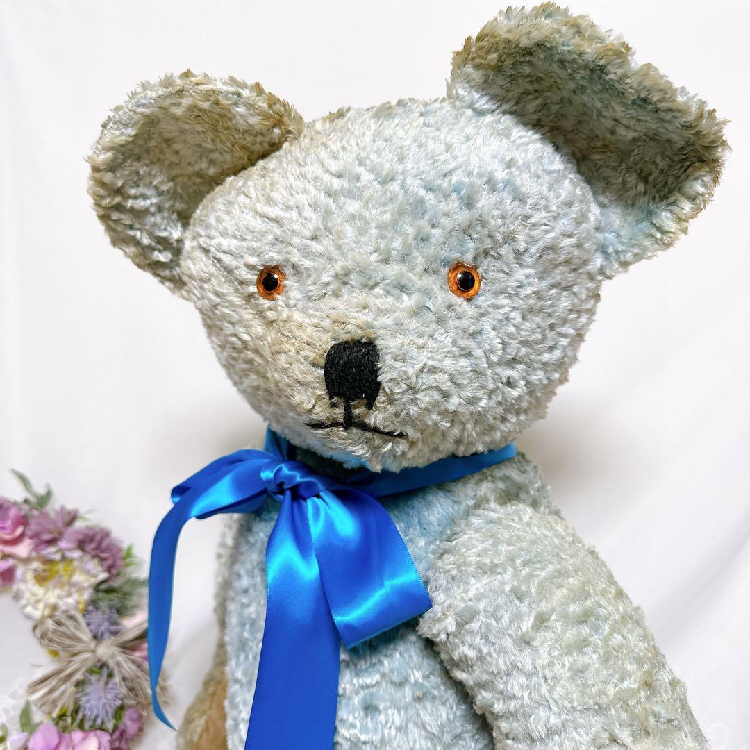 ✨レア✨❤️特大❤️ブルーのアンティークベア　イギリスアンティークテディベア