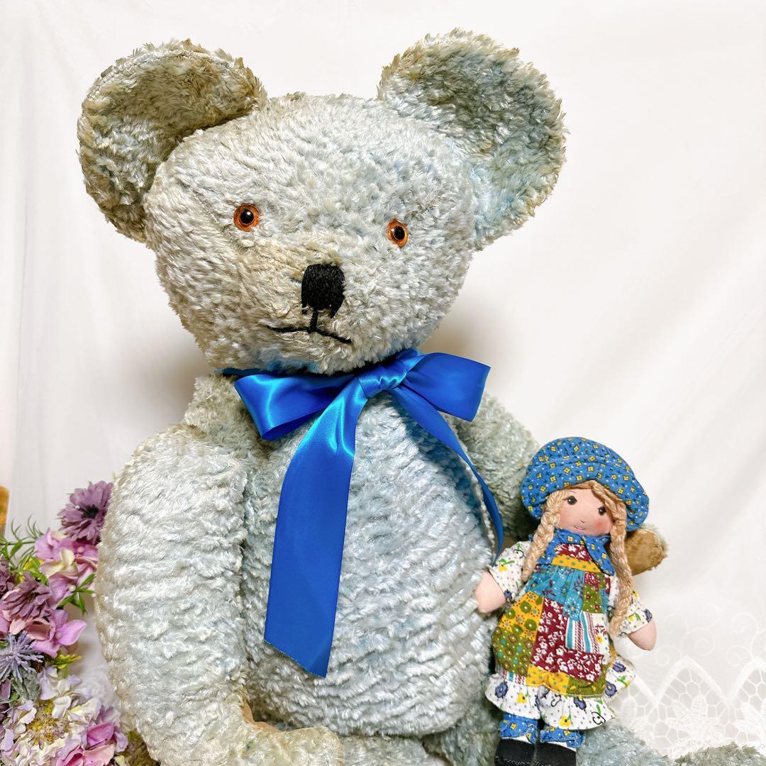 ✨レア✨❤️特大❤️ブルーのアンティークベア　イギリスアンティークテディベア