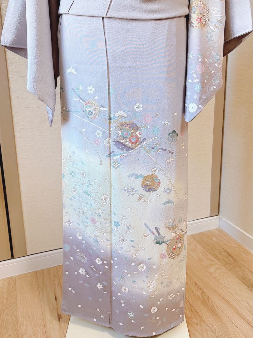 訪問着　フルセット　裄66 67 友禅 友禅　水色 卒業式　入学式　お宮参　袋帯