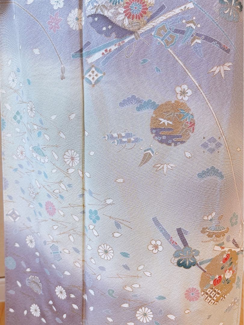 訪問着　フルセット　裄66 67 友禅 友禅　水色 卒業式　入学式　お宮参　袋帯