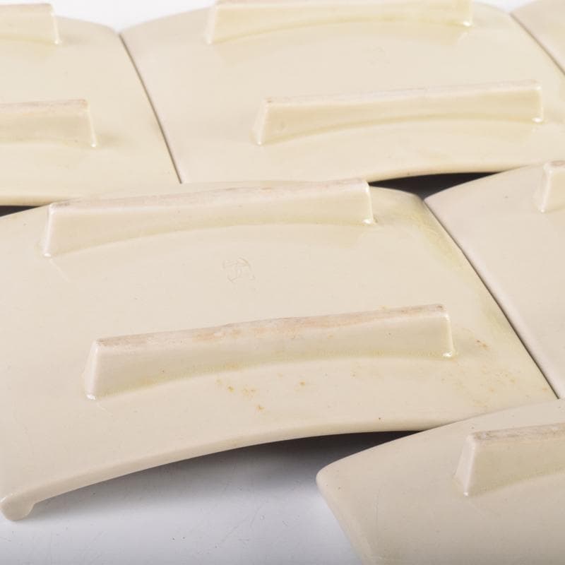 織部焼　四方皿　銘々皿　六客　在銘　共箱　C　6961