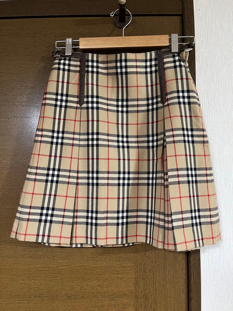 バーバリー ブルーレーベル ウール プリーツスカート ノバチェック S