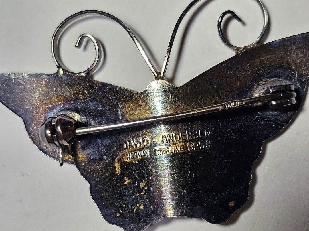 DAVID ANDERSEN ノルウェー 蝶々　北欧　ブローチ　デビッド