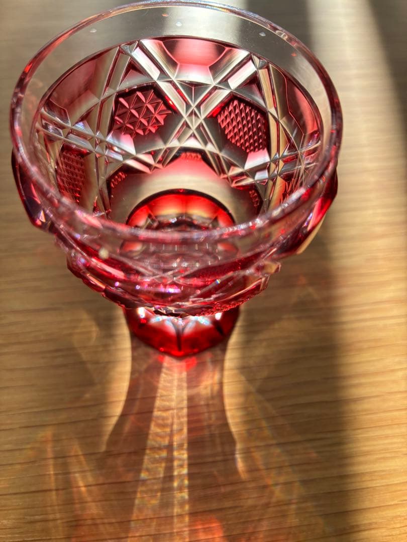 薩摩切子　薩摩びーどろ工芸　馬上杯　ぐい呑み　金茶