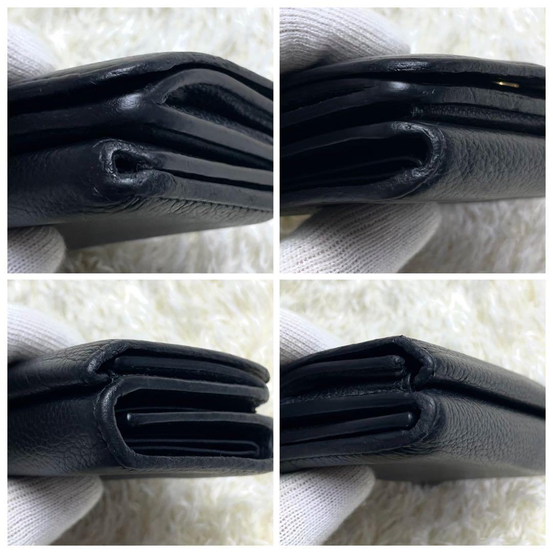 付属品完備 バレンシアガ エブリデイ 三つ折り財布 コンパクト シボ皮 ブラック