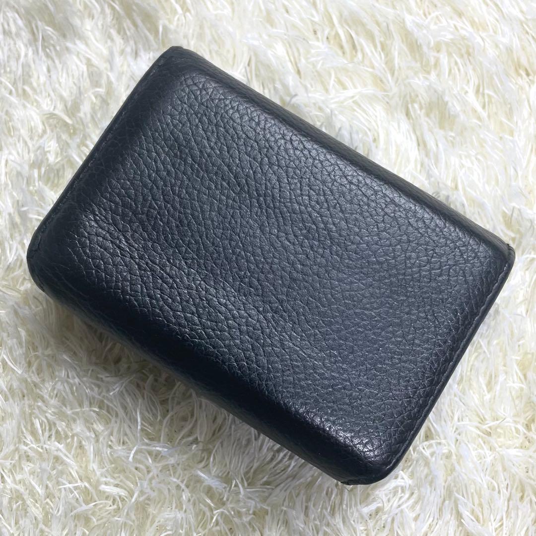 付属品完備 バレンシアガ エブリデイ 三つ折り財布 コンパクト シボ皮 ブラック