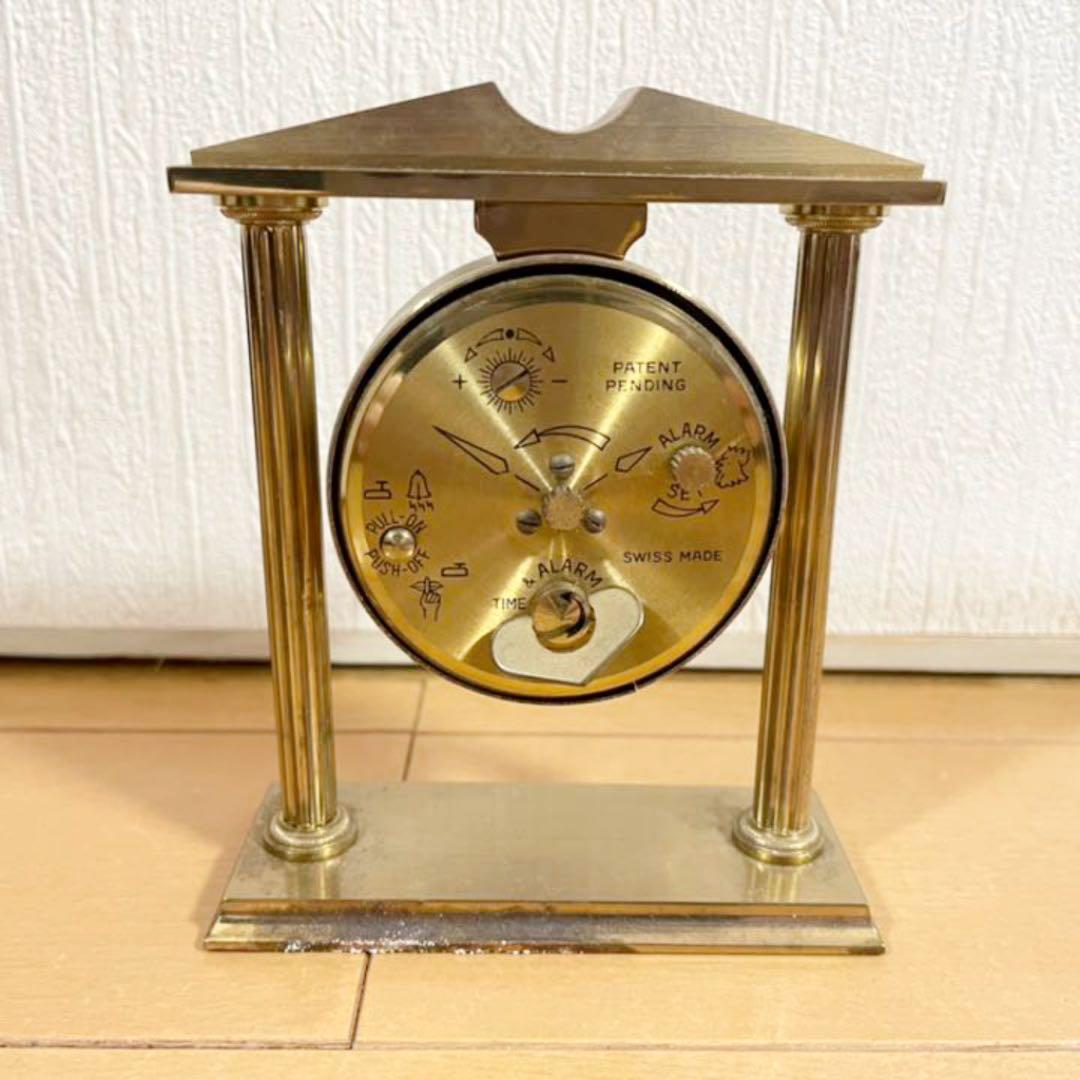 【可動確認済み】SWIZA 8 置き時計　アラーム付き　ゴールド　アンティーク