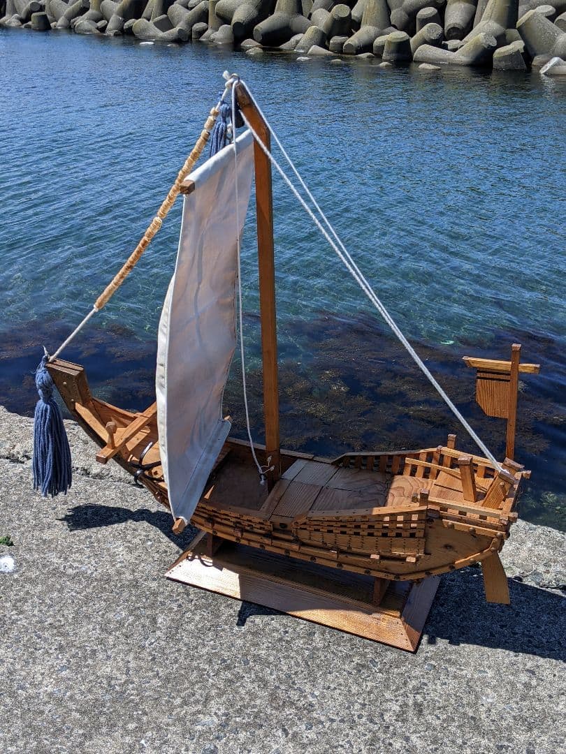 木製北前船　帆付き インテリア用