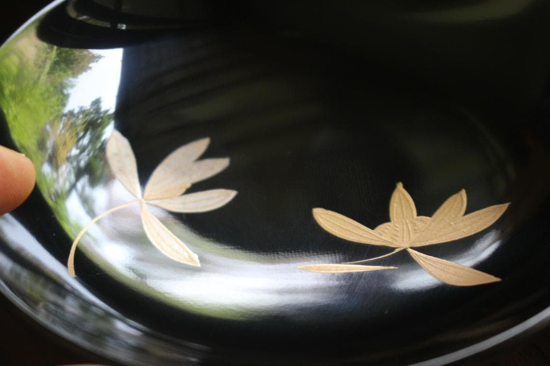 デッドストック！端正な黒漆に極上蘭蒔絵の美しいお椀2点（検輪島塗蒔絵椀雑煮椀