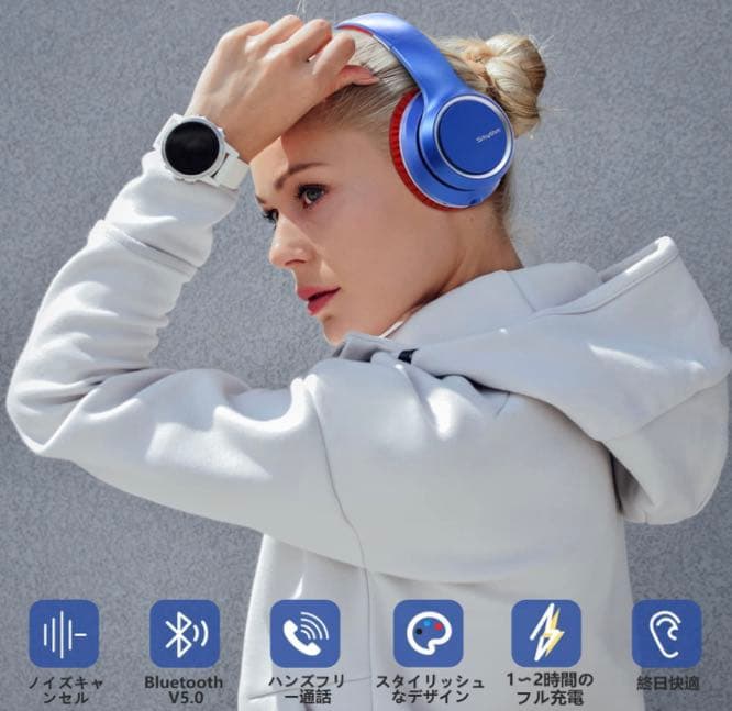 ヘッドホン Bluetooth 5.0ノイズキャンセリングワイヤレスヘッドフォン