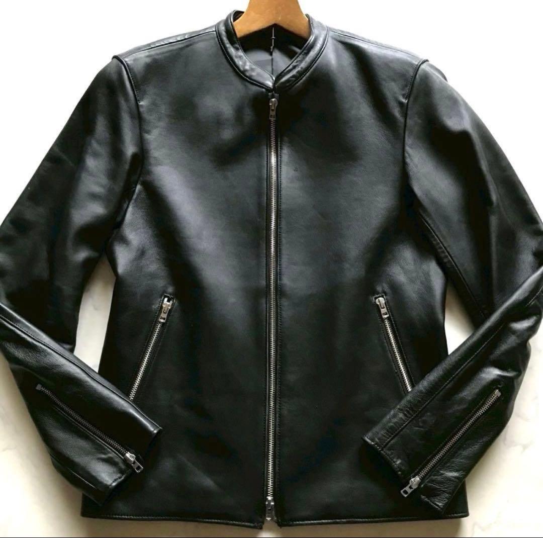 着用回数少/Lサイズ✨リドム レザージャケット 高級ラムレザー ブラック