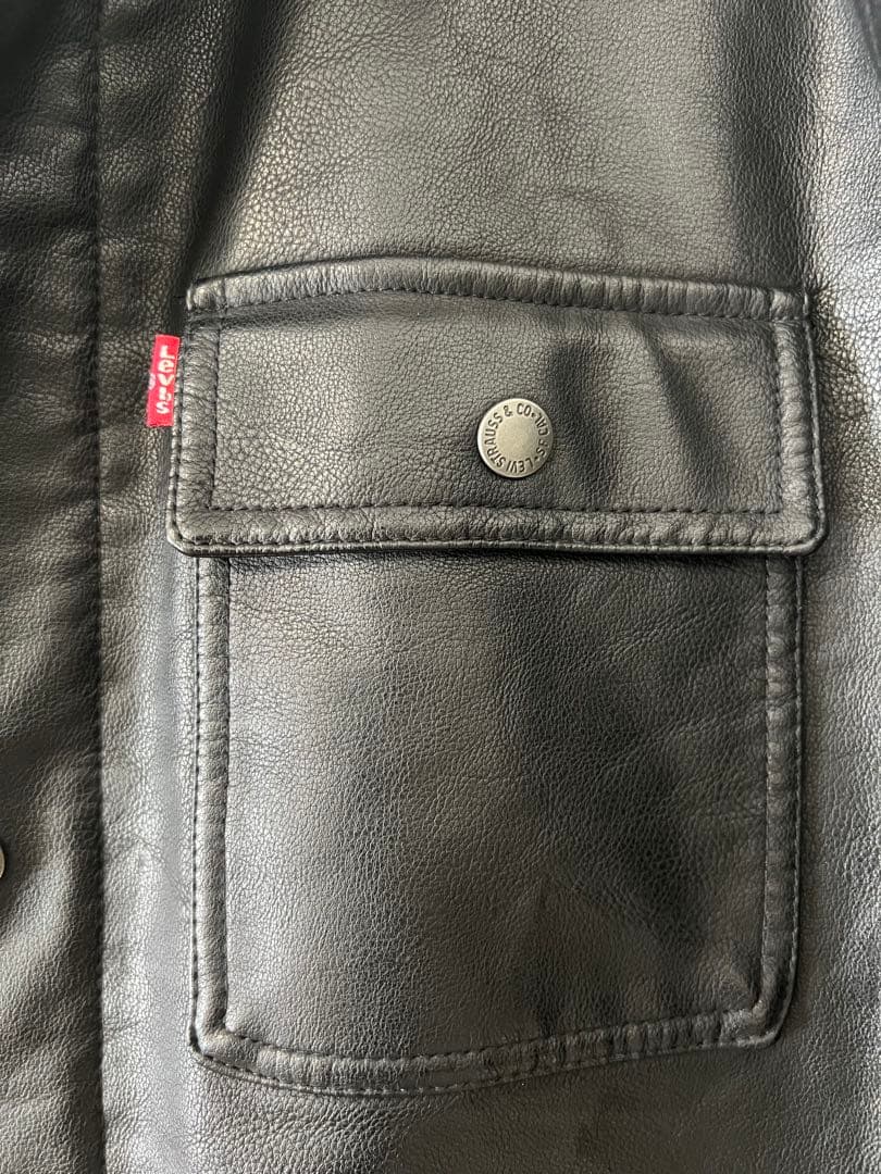 Levi's ブラックフェイクレザー 裏ボア ジャケット