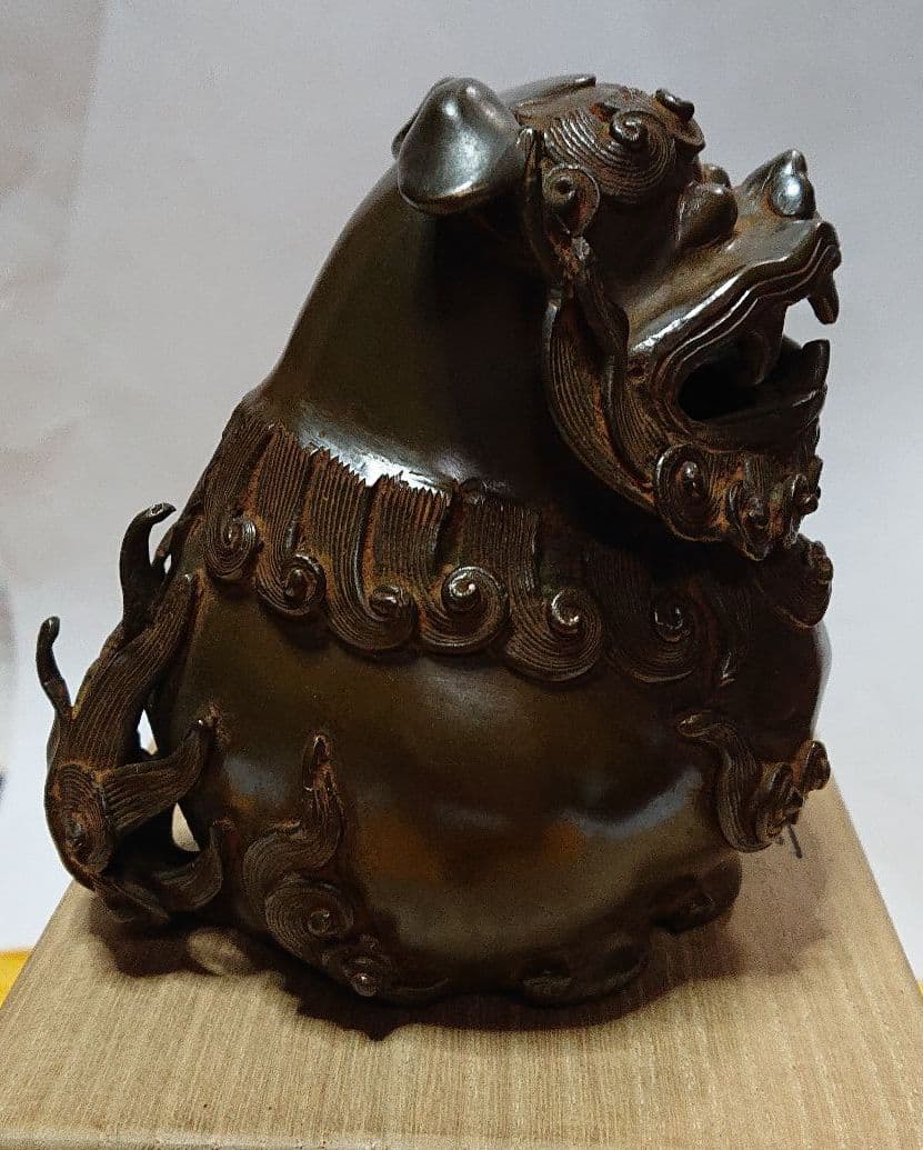 作家物金工師高橋阿子作蝋形鋳銅獅子伏香炉未使用品☆4月31日迄御値引き販売中☆