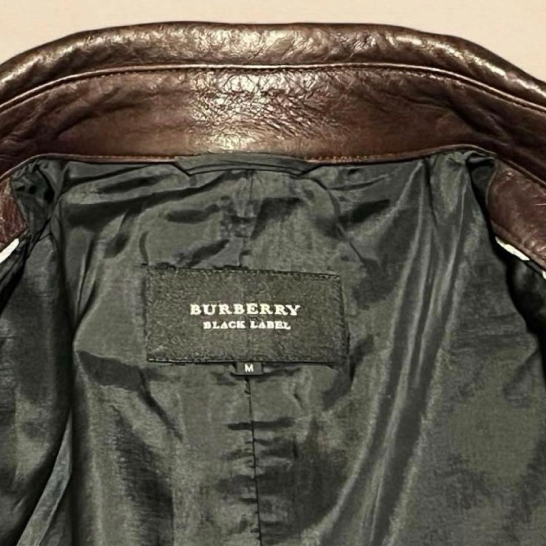 BURBERRY BLACK LABEL 羊革レザー ライダース M ブラウン