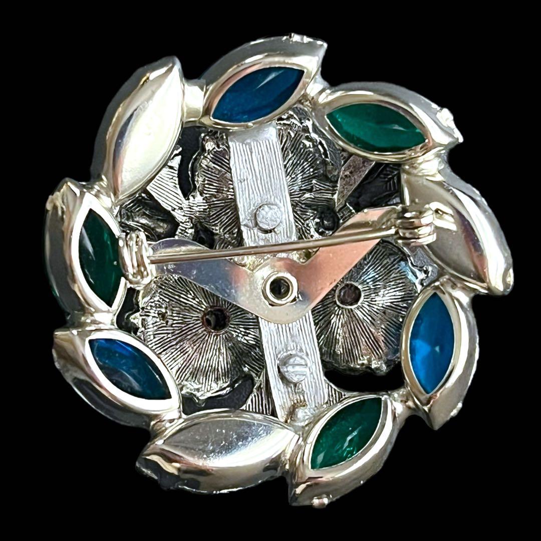 レアストーン☆JULIANA☆ギブレ&モールデッドガラス☆フラワーブーケブローチ