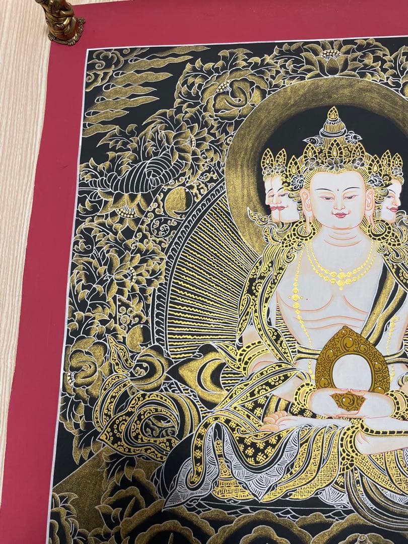 《 チベット密教　1点物 》 手描き　曼荼羅　大日如来　秘仏　至宝　仏教　密教