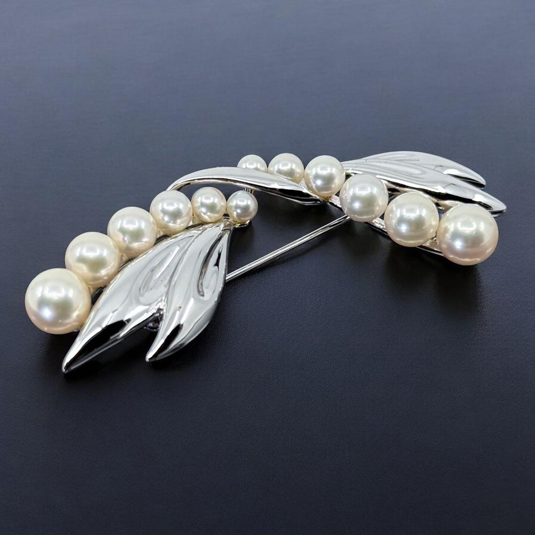 【極美品】ミキモト　アコヤ　本真珠　パール　ブローチ　シルバー　コサージュ