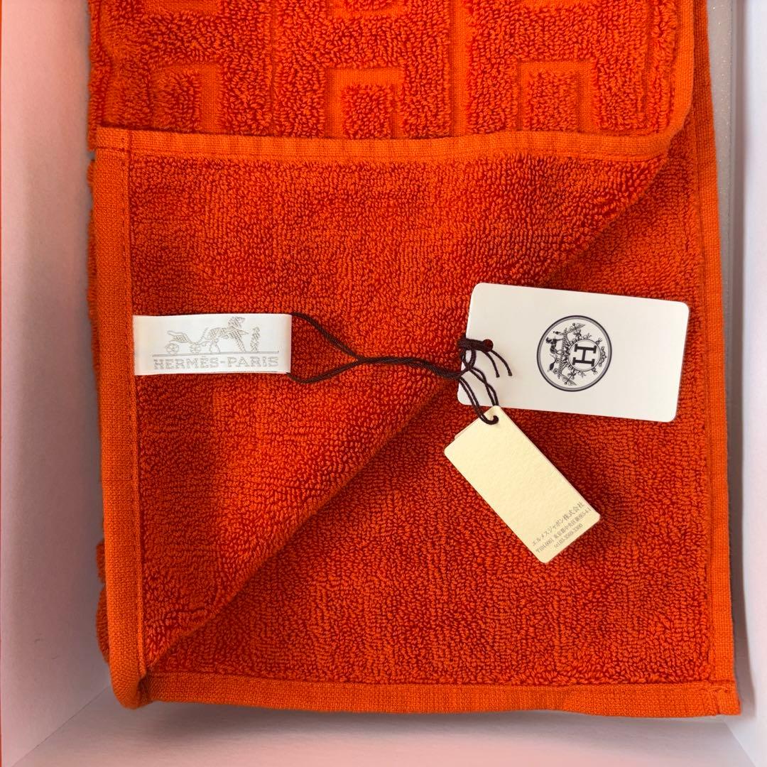 【新品未使用】エルメス ステアーズ ゲストタオル オレンジ コットン100%
