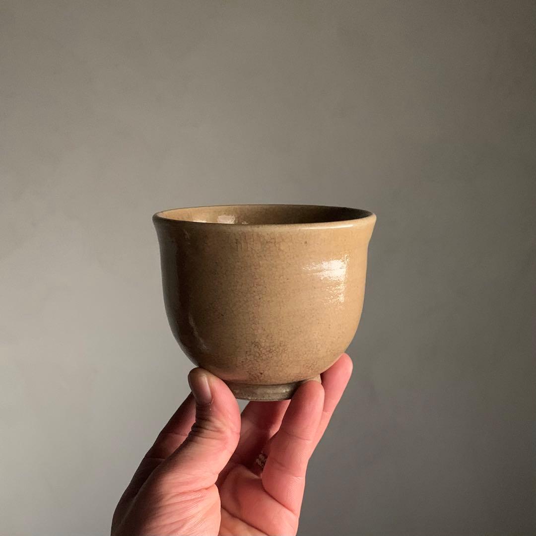 灰釉 筒茶碗 茶道具 古道具 アンティーク 茶碗