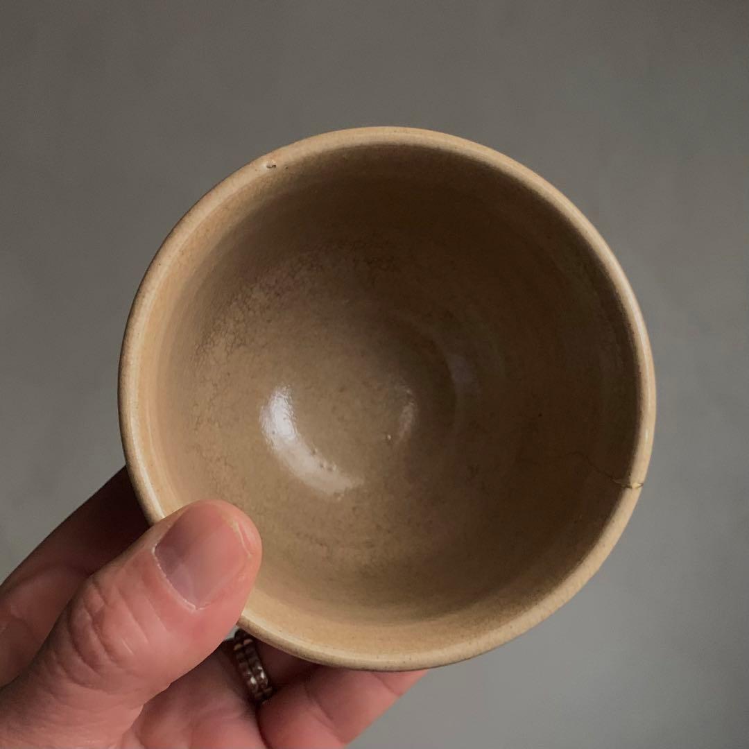 灰釉 筒茶碗 茶道具 古道具 アンティーク 茶碗