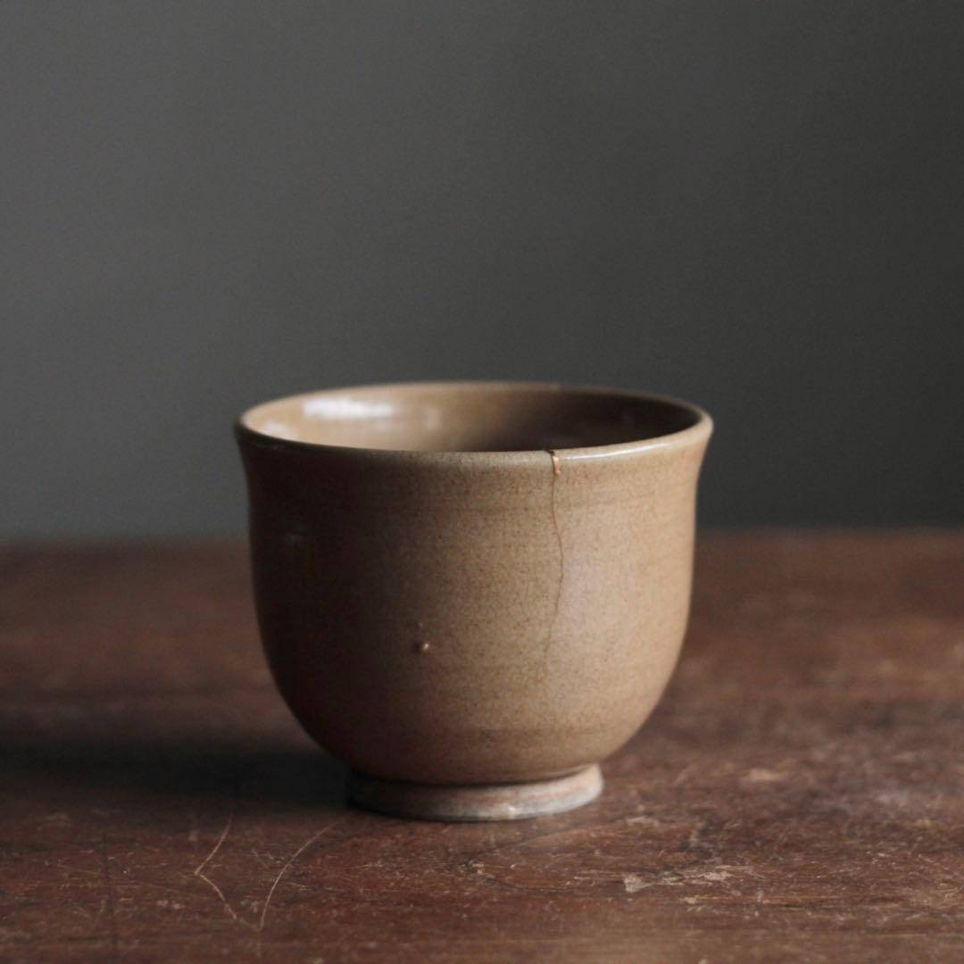 灰釉 筒茶碗 茶道具 古道具 アンティーク 茶碗