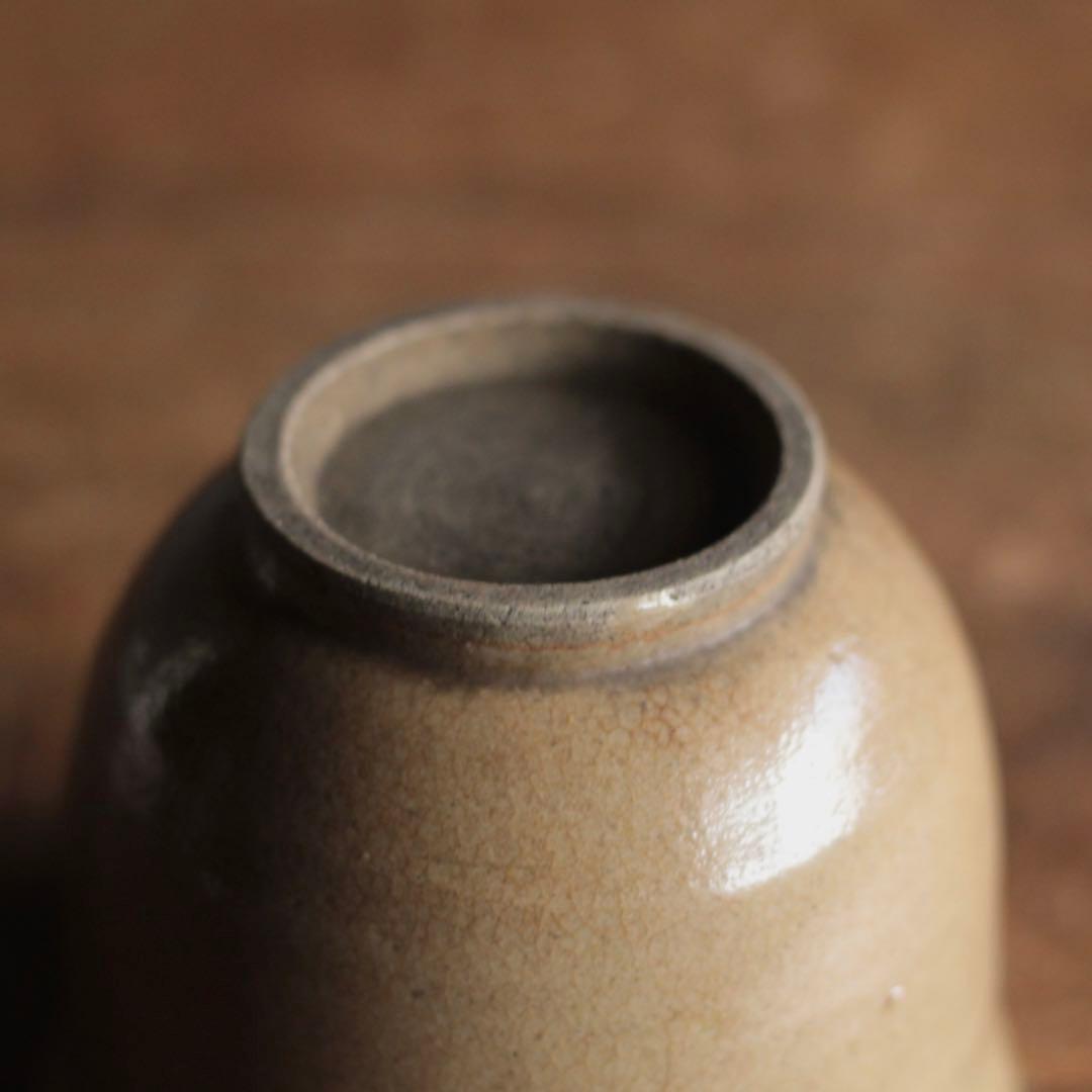 灰釉 筒茶碗 茶道具 古道具 アンティーク 茶碗