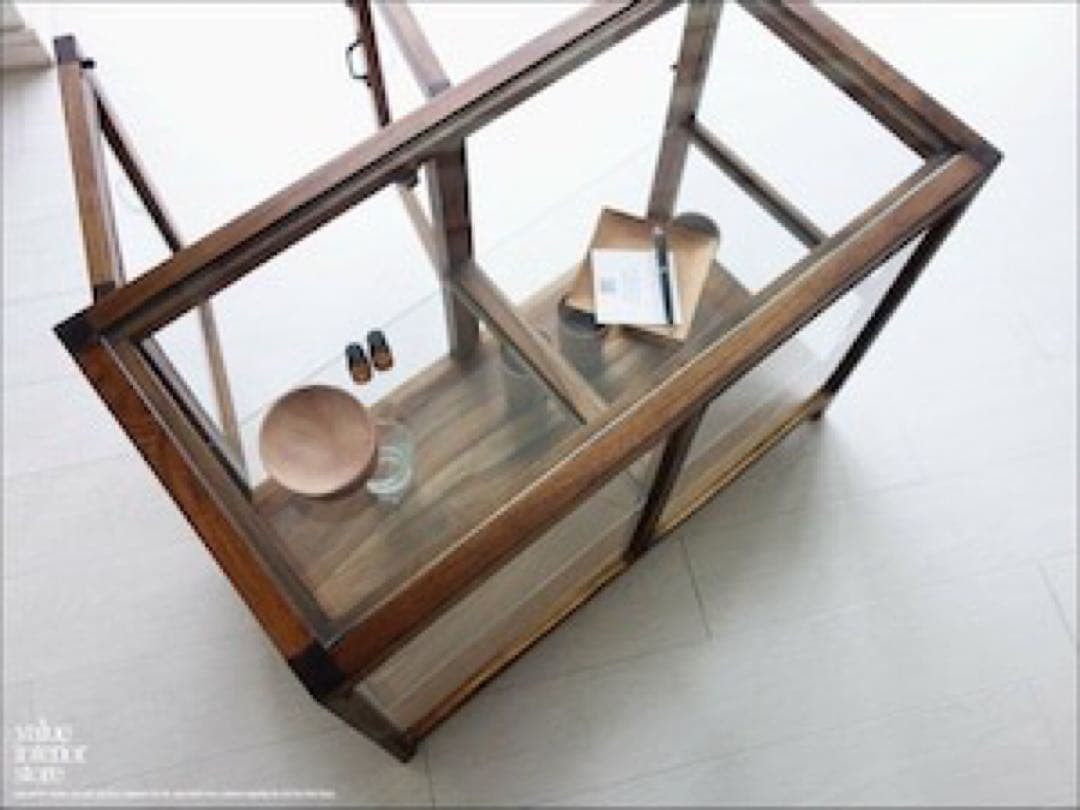 【10000000】チーク総無垢 ガラスパンケース’80W キャビネット