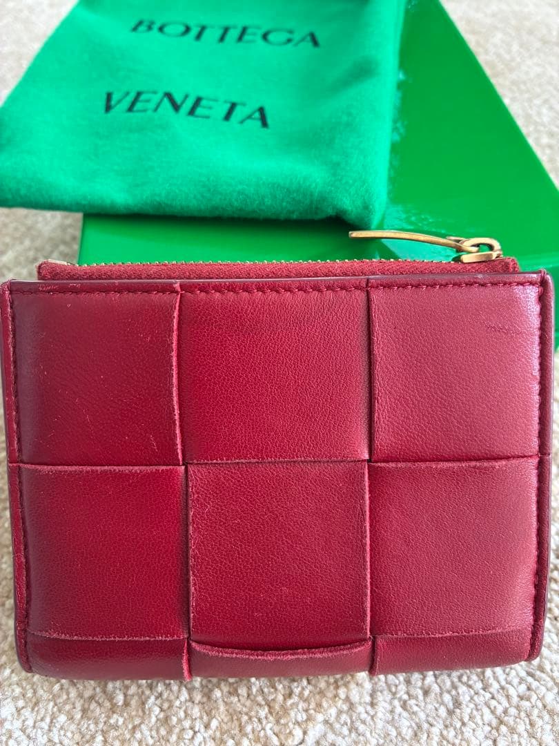 ボッテガヴェネタ カセット 二つ折り 財布 スモール レッド 赤 ミニ財布