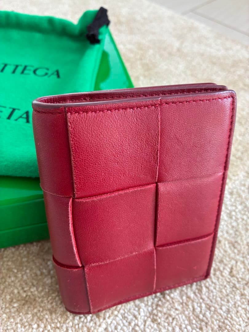 ボッテガヴェネタ カセット 二つ折り 財布 スモール レッド 赤 ミニ財布