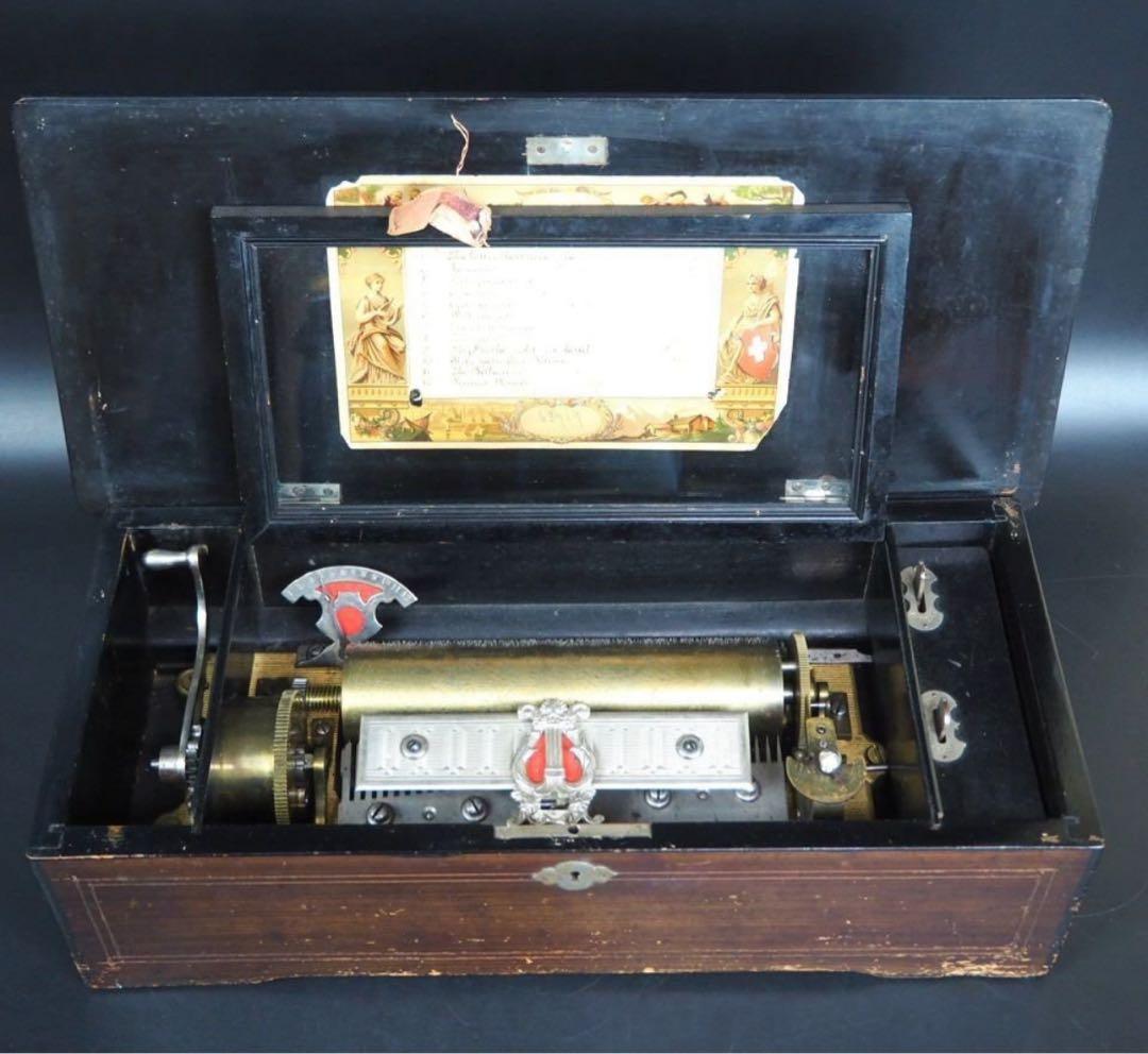 送料無料博物館級19世紀半ば頃スイス製オルゴール　稼働品幅48ｃｍ重8.3ｋｇ★