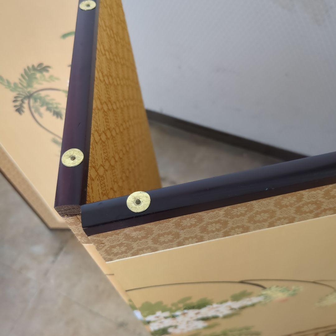 屏風 御所車 牡丹 衝立 間仕切り 手描き 折りたたみ 紙箱 ディスプレイ