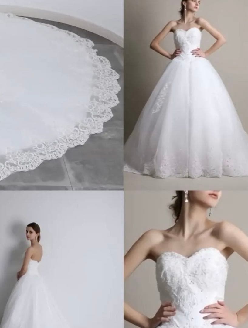 【着画あり】　ウェディングドレス　Aライン　7〜11号対応