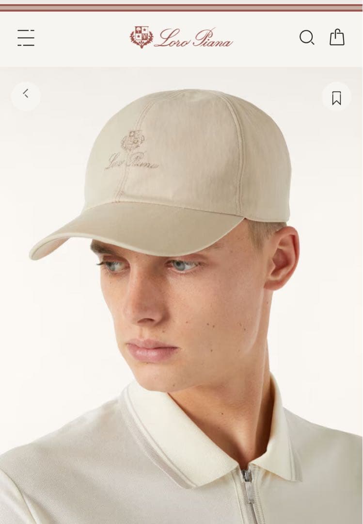 【美品】ロロ・ピアーナ　キャップ　コットン　ラテ色　サイズＬ
