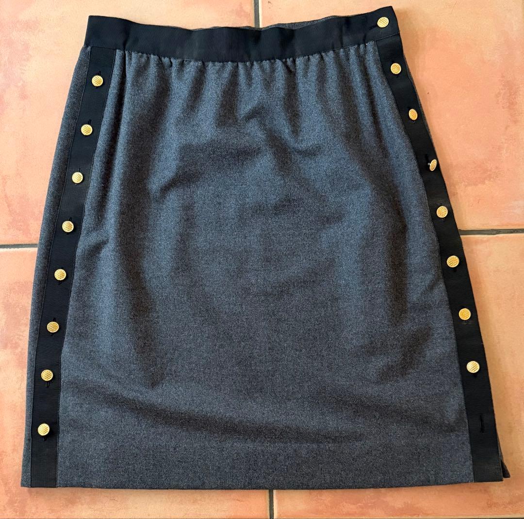 CHANEL シャネル　スカート　グレー　ブラック　カシミア