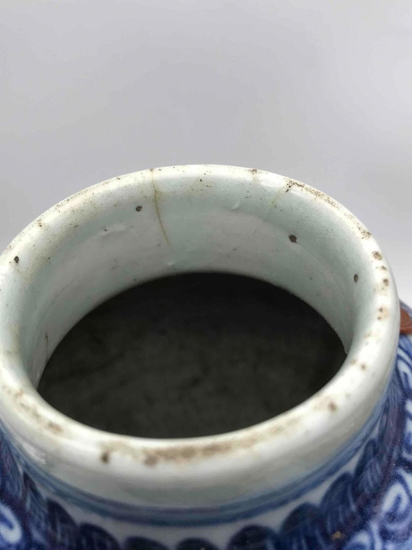 清雍正時代　染付 青花唐草花卉文梅瓶　旧家コレクション　唐物　景徳鎮(D-62)