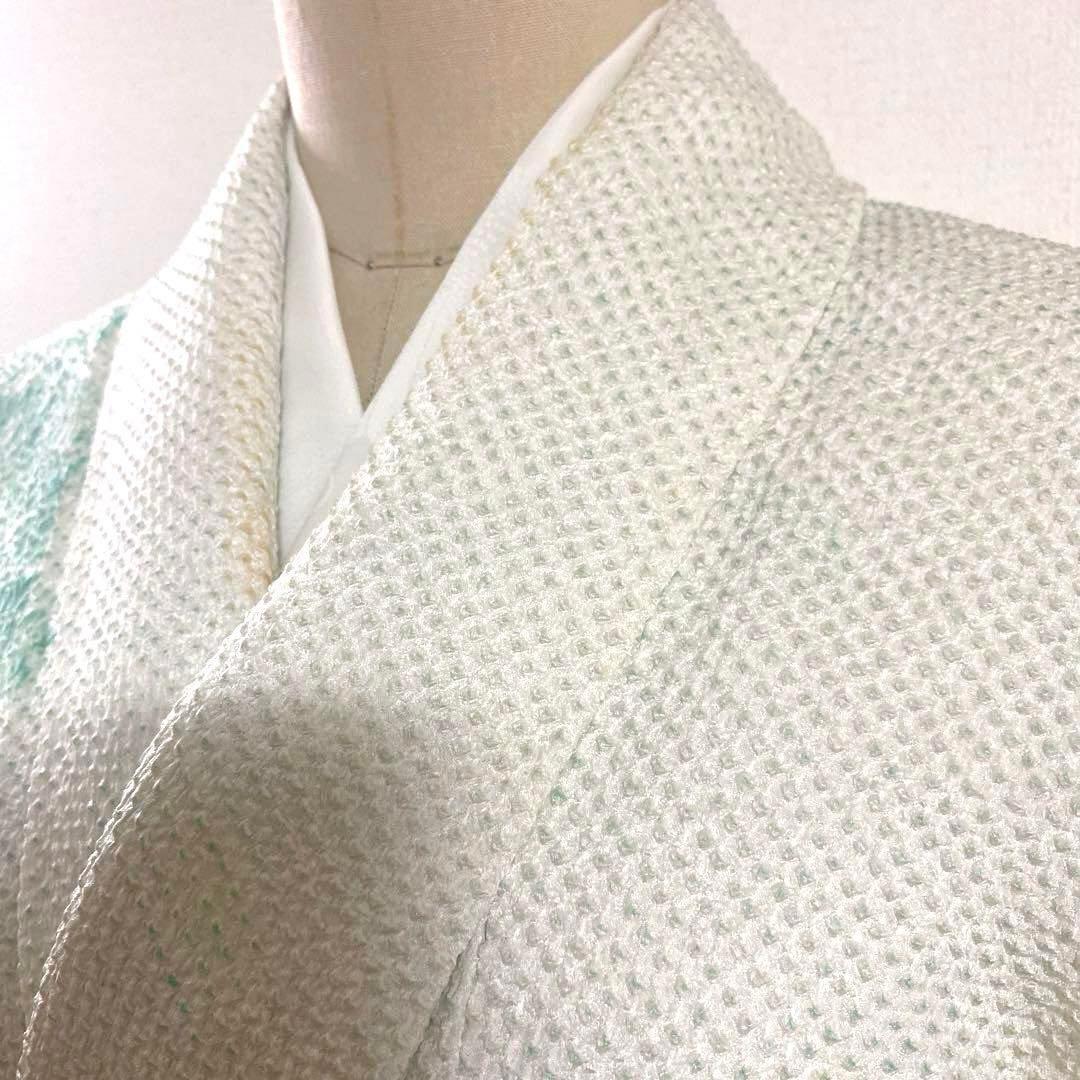 4k2103 振袖　正絹　袷　藤娘きぬたや　総絞り　刺繍　緑　白　赤　金色　花柄