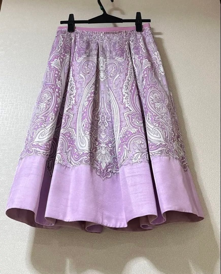 【美品　着用浅】　ペイズリーパネルプリント　フレアスカート 38