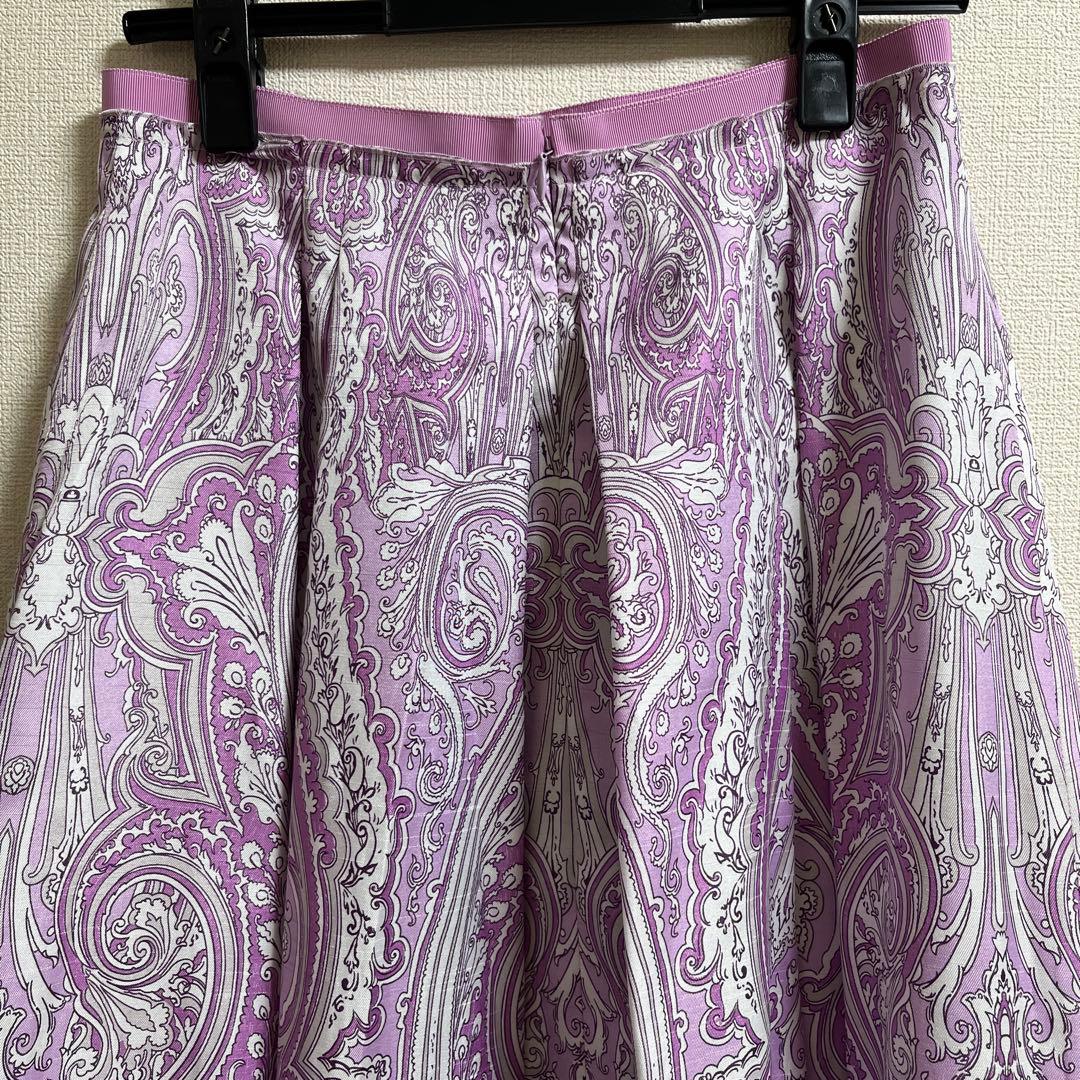 【美品　着用浅】　ペイズリーパネルプリント　フレアスカート 38