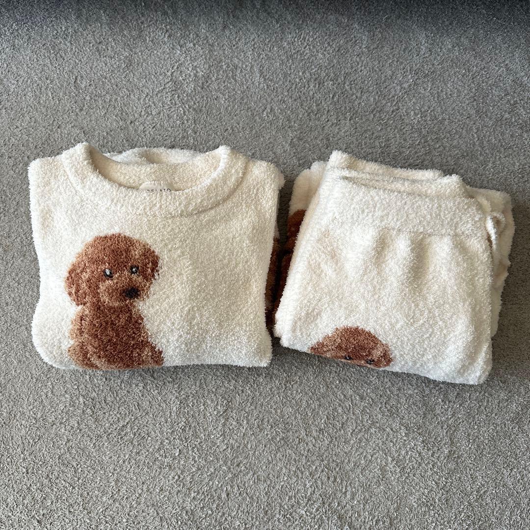 【少し訳あり】ジェラートピケ　ルームウェア トイプードル 上下セット❁