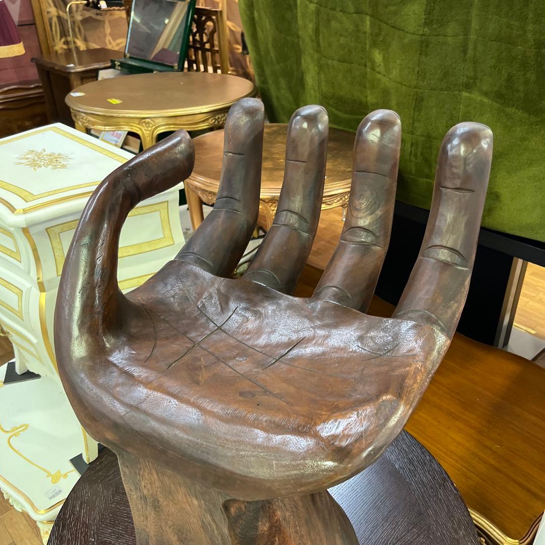 【アジアン】◇手型スツール◆置き物としても◇木彫り◆