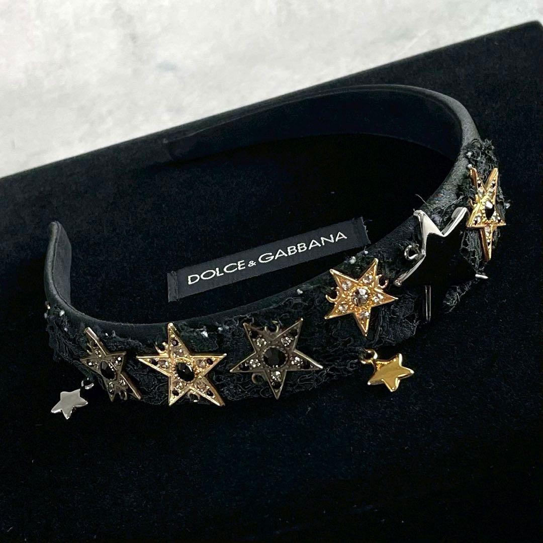 希少★ドルチェ＆ガッバーナ レース 星 カチューシャ ブラック レディース