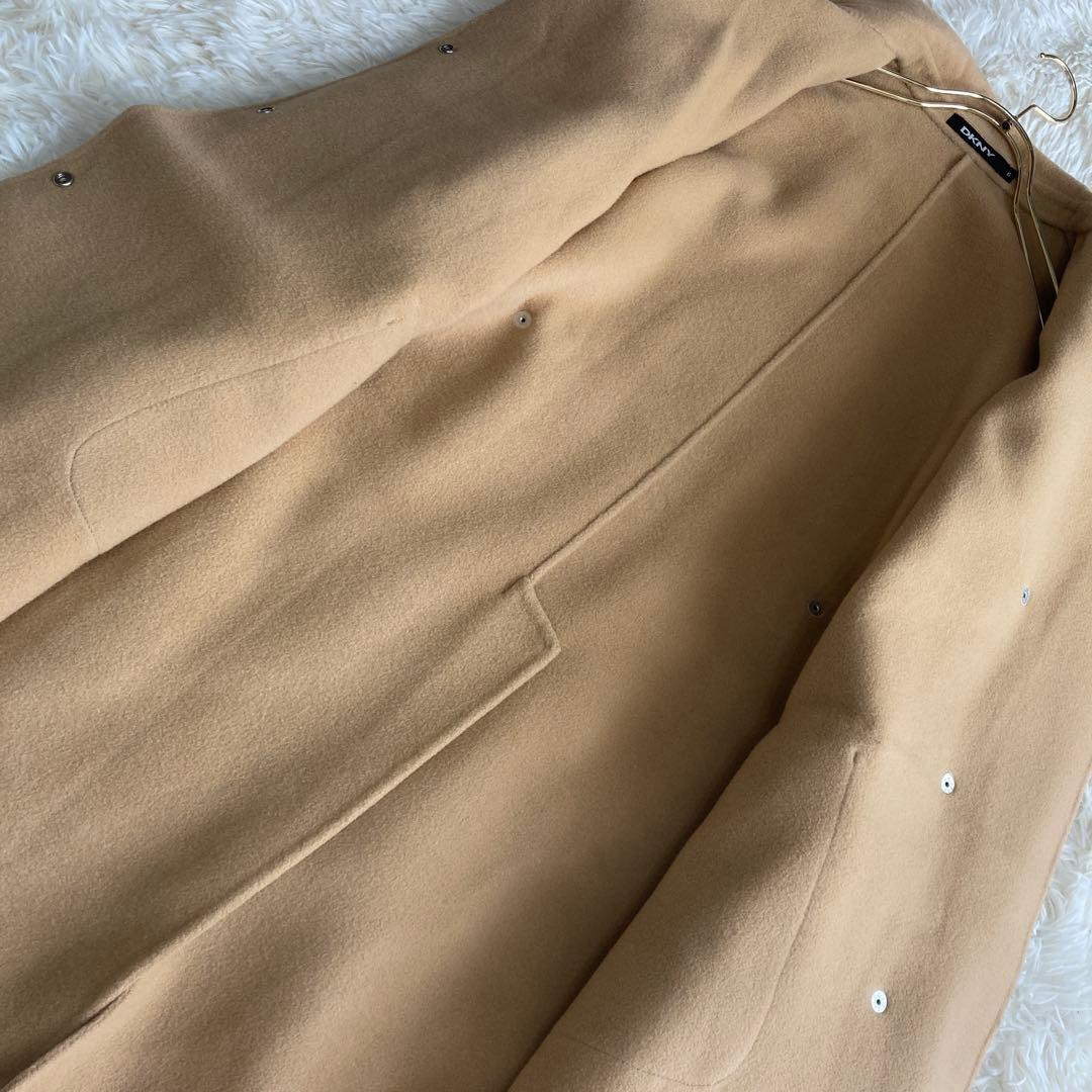 DKNY ウールコート キャメル 6 キレイめ アンゴラ 大人 ベルト付き