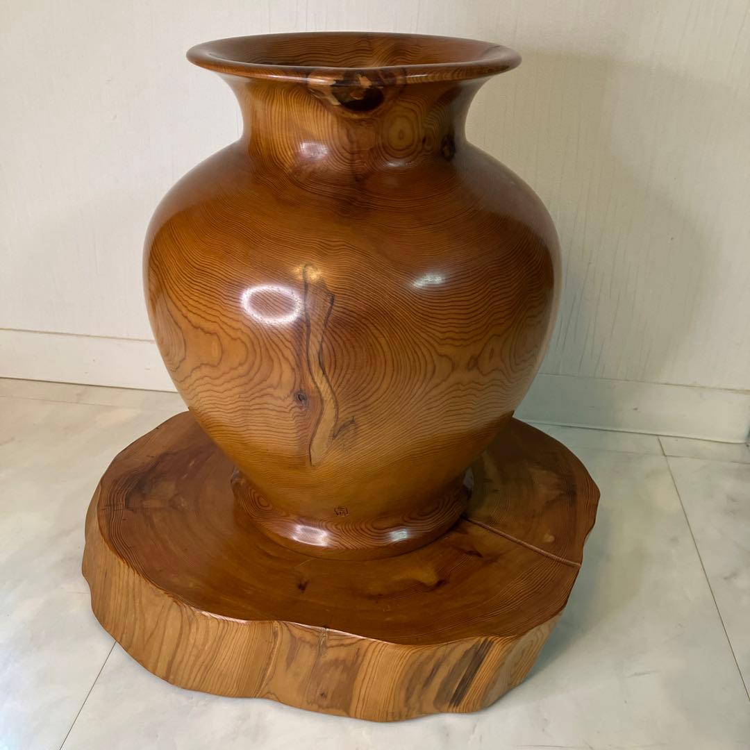【特価】　屋久杉　台座付き　屋久杉壺　屋久杉台座セット　屋久杉工芸品　世界遺産