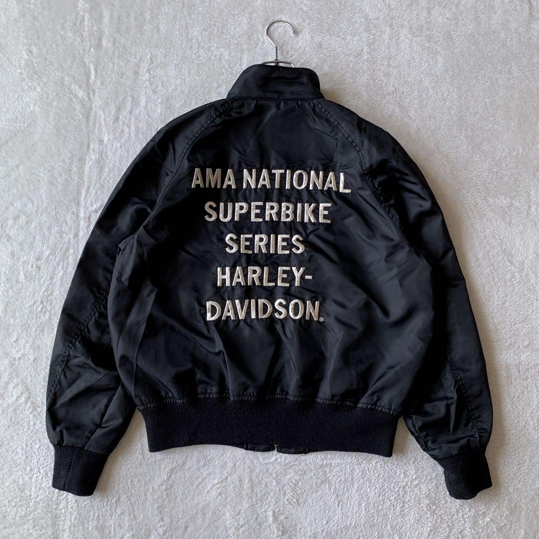 希少 ハーレー ダビッドソン ナイロン ライダース ジャケット バック刺繍ロゴ
