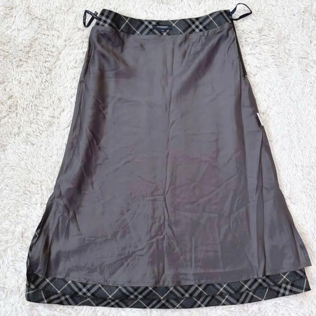 美品 バーバリーロンドン ノバチェック ミモレ丈 フレアスカート Aライン 42