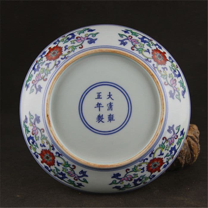 清雍正青花斗彩龍鳳図磁器皿  景徳鎮 陶磁器 装飾品 現代工芸品 美術品 置物