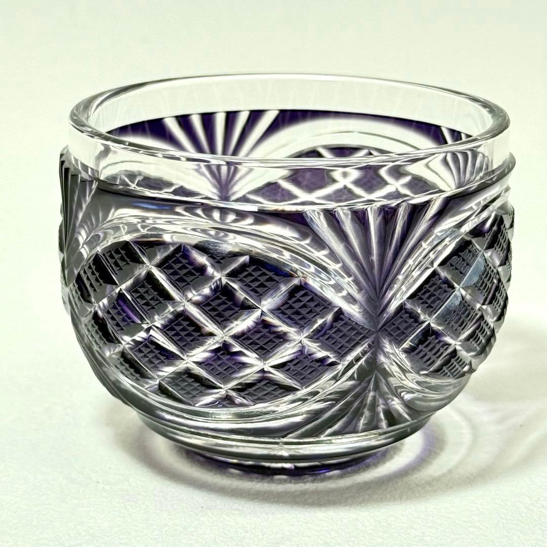 薩摩切子 辻俊幸 小付鉢 レモンカット 紫 ツジガラス工芸　②